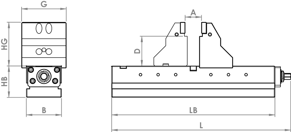 Étaux 5 axes version mixte